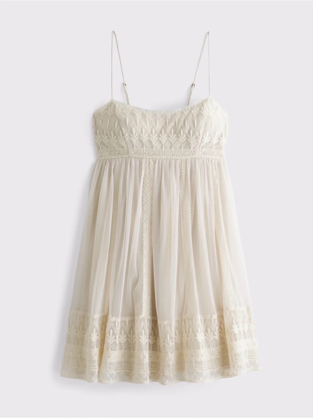 Abercrombie & Fitch Cream Smocked Spaghetti-Strap Mini Dress - Picture 2 of 4